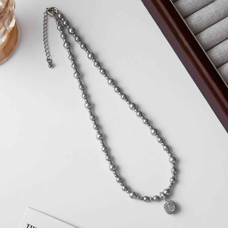 Gray Pearl Pendant Necklace - Crystalory