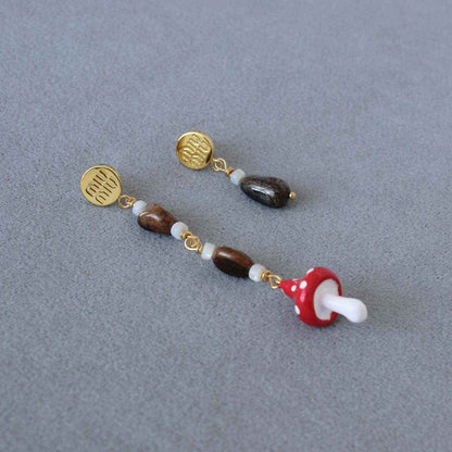Squirrel & Mushroom Necklace Earrings Set - Crystalory