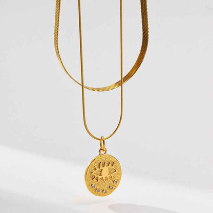 Evil Eye Double Snake Chain Necklace - Crystalory