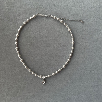 Gray Pearl Pendant Necklace - Crystalory