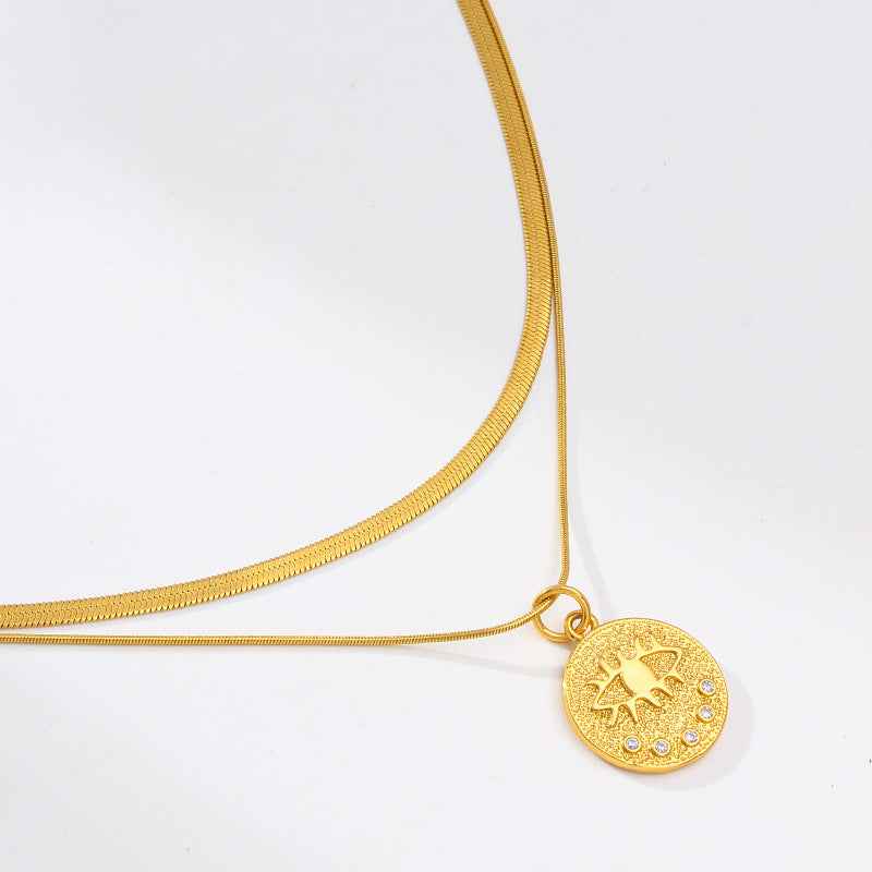 Evil Eye Double Snake Chain Necklace - Crystalory