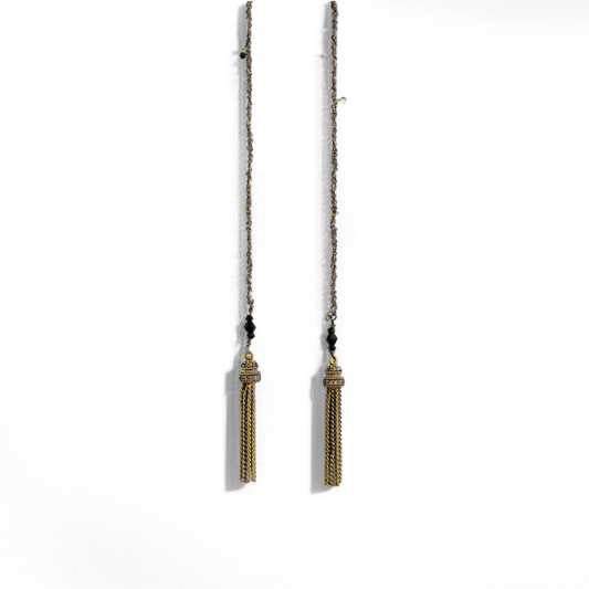 Vintage Black Tassel Necklace - Crystalory