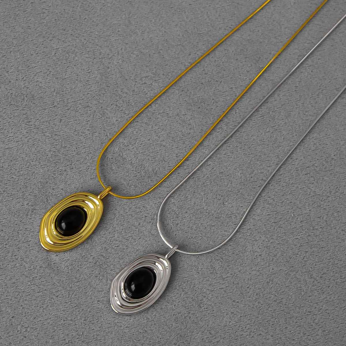 Echo Series Black Bead Necklace - Crystalory