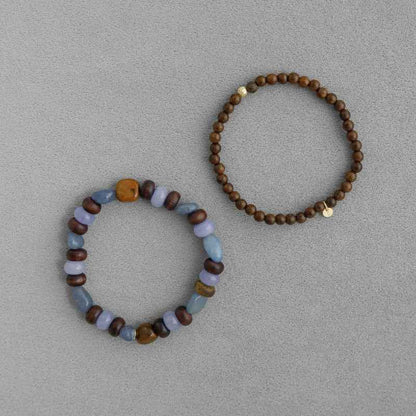 Sandalwood Beaded Bracelet Set - Crystalory