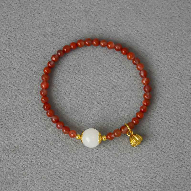 Red Agate Lotus Bracelet