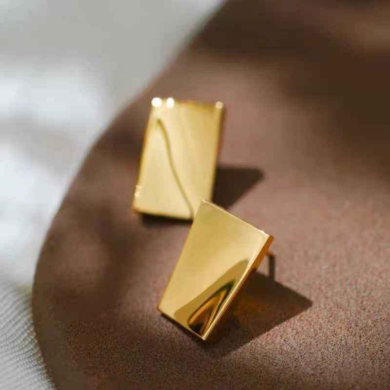 Gold Brick Earrings - Crystalory