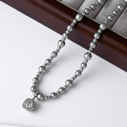 Gray Pearl Pendant Necklace - Crystalory