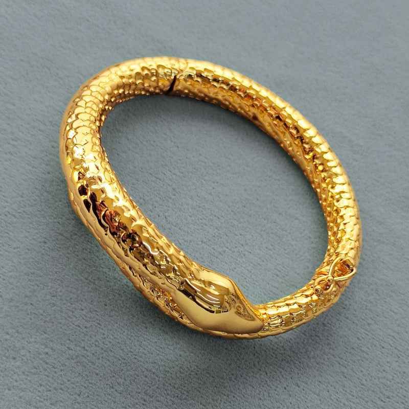 Gold Snake Bangle Bracelet - Crystalory