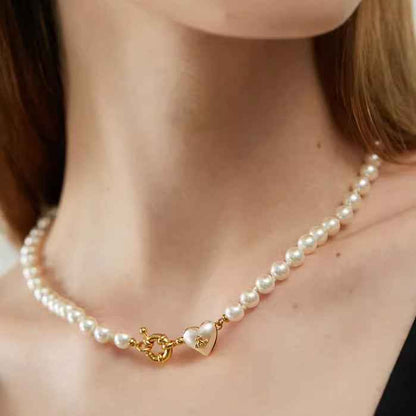 Heart Pearl Choker Necklace - Crystalory