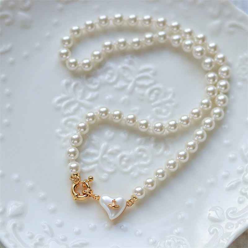 Heart Pearl Choker Necklace - Crystalory