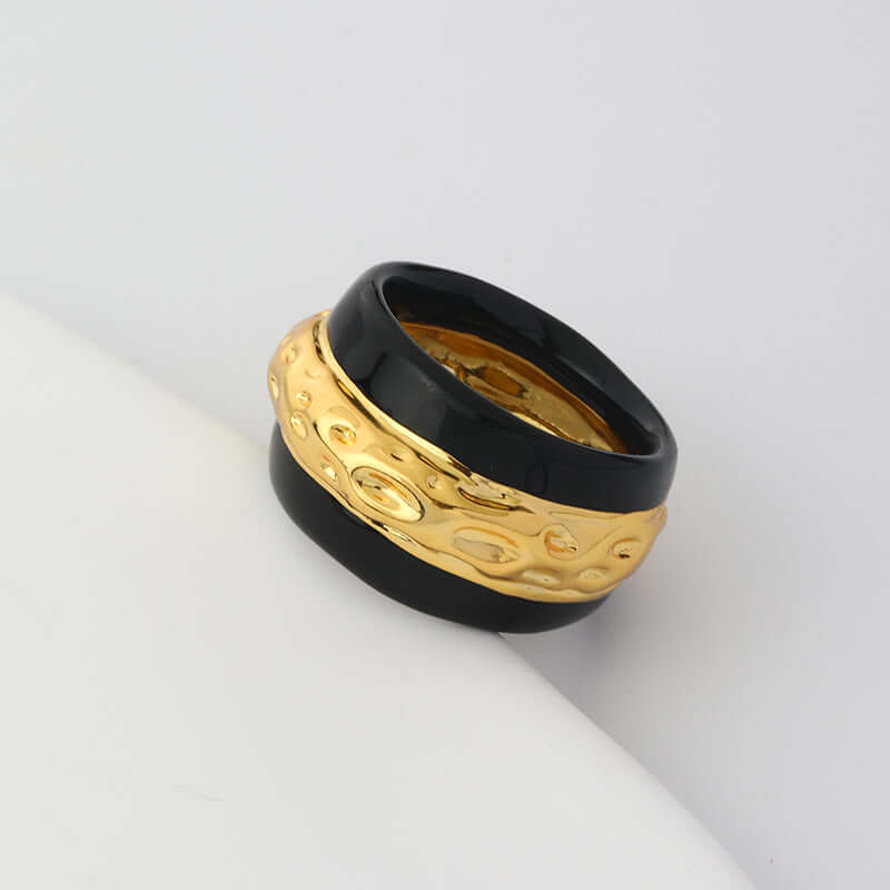 Vintage Enamel Wide Band Ring - Crystalory