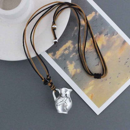 Engraved Wine Jug Necklace - Crystalory