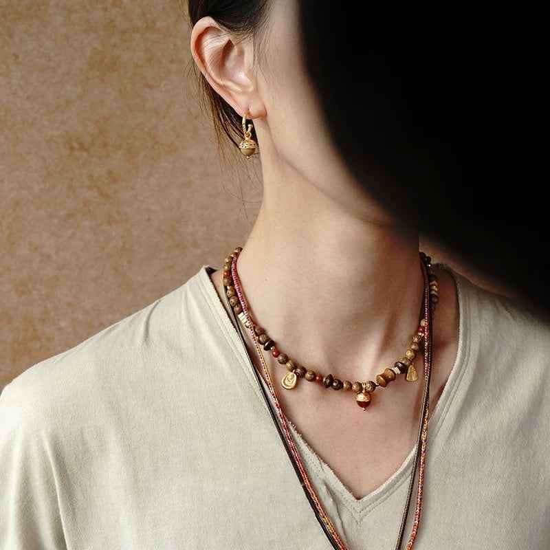 Hill Series Acorn Beaded Necklace - Crystalory