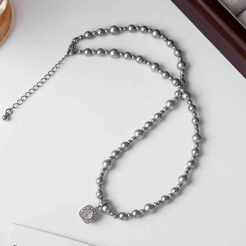 Gray Pearl Pendant Necklace - Crystalory