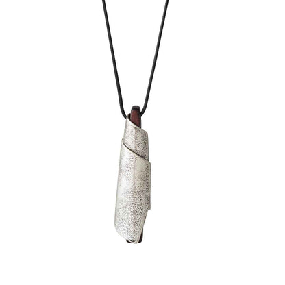 Wood & Silver Whistle Pendant Necklace - Crystalory