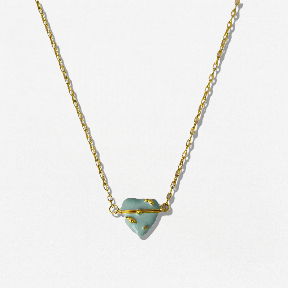 Enamel Heart Locket Necklace - Crystalory