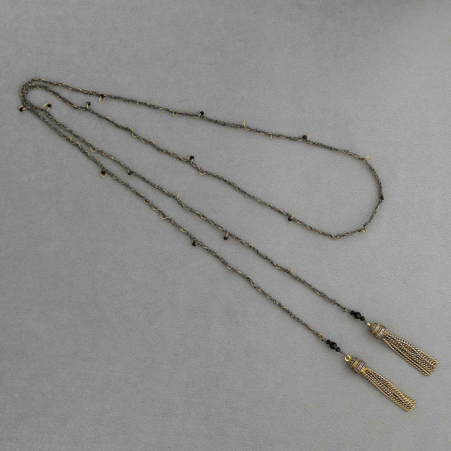 Vintage Black Tassel Necklace - Crystalory