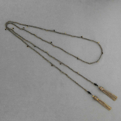Vintage Black Tassel Necklace - Crystalory