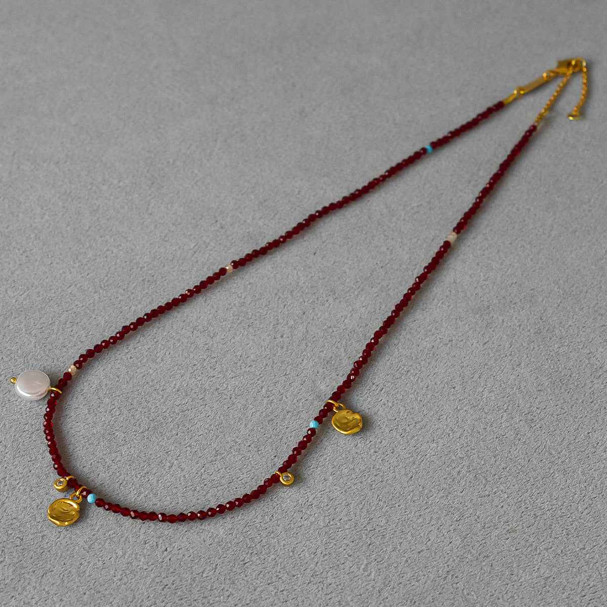 Korean Minimalist Wine Red Beaded Necklace - Crystalory