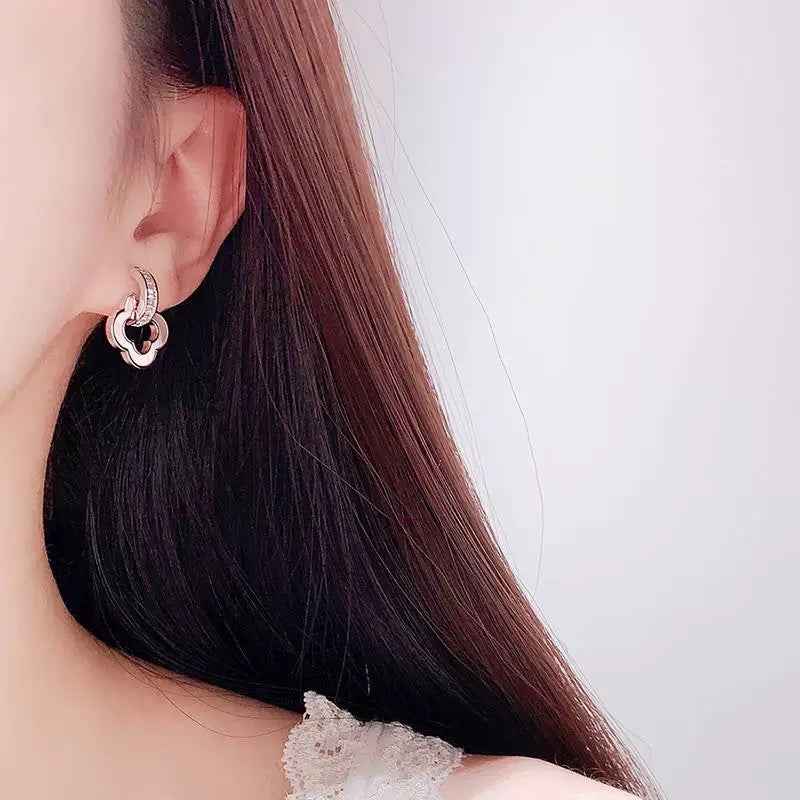 Mother-of-Pearl Clover Earrings - Crystalory