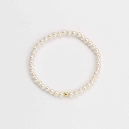 White Pearl Beaded Bracelet - Crystalory