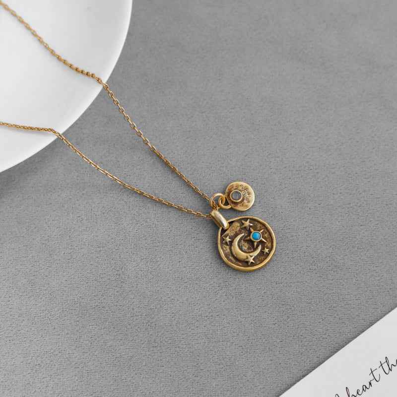 Moon & Star Amulet Necklace - Crystalory