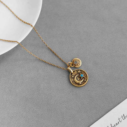Moon & Star Amulet Necklace - Crystalory