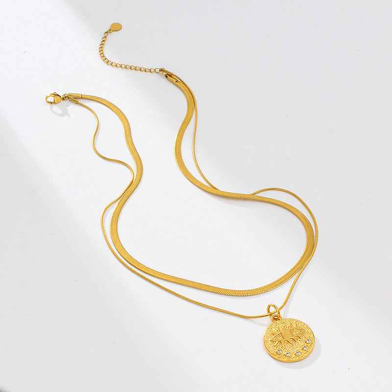 Evil Eye Double Snake Chain Necklace - Crystalory