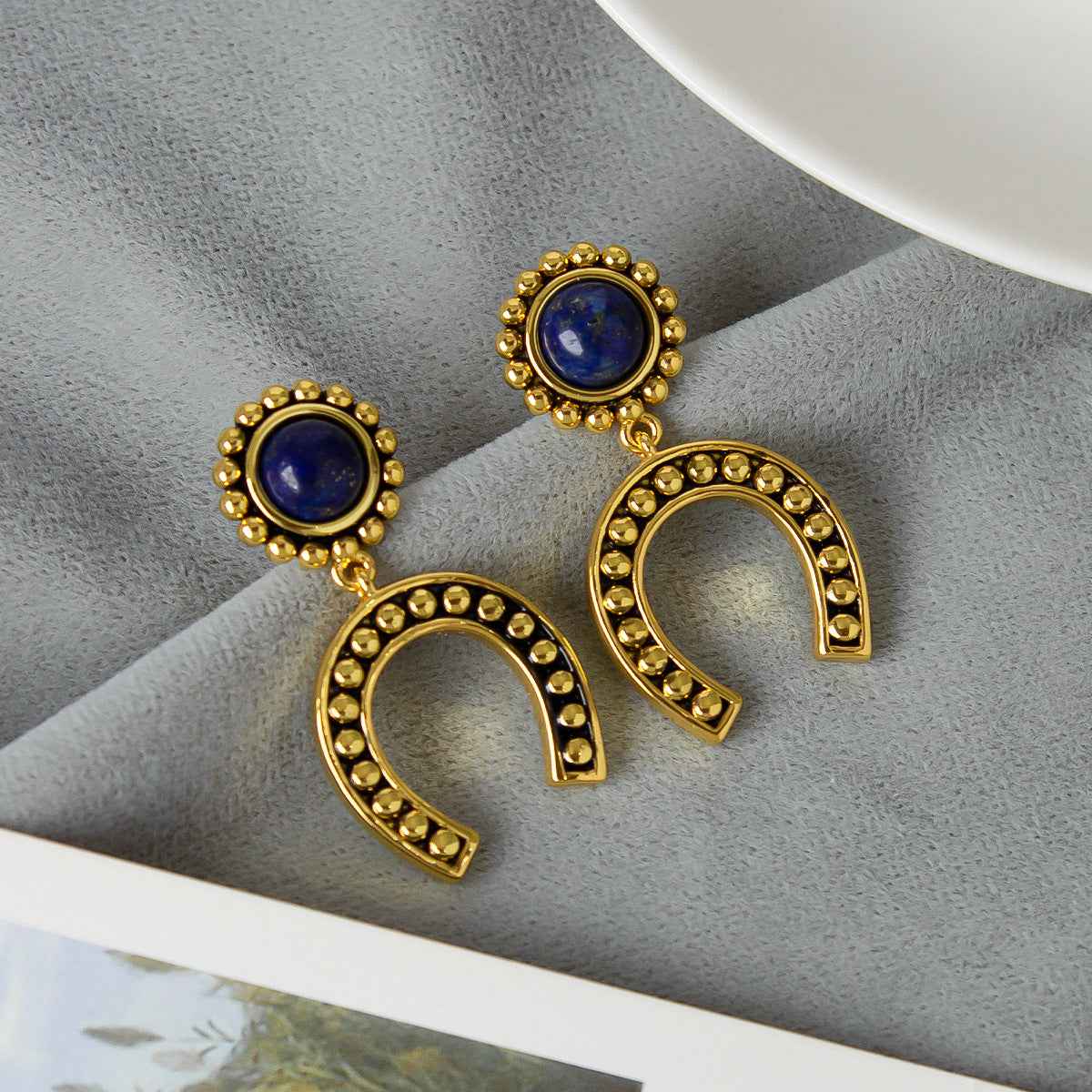 Lapis Lazuli Horseshoe Jewelry Set - Crystalory