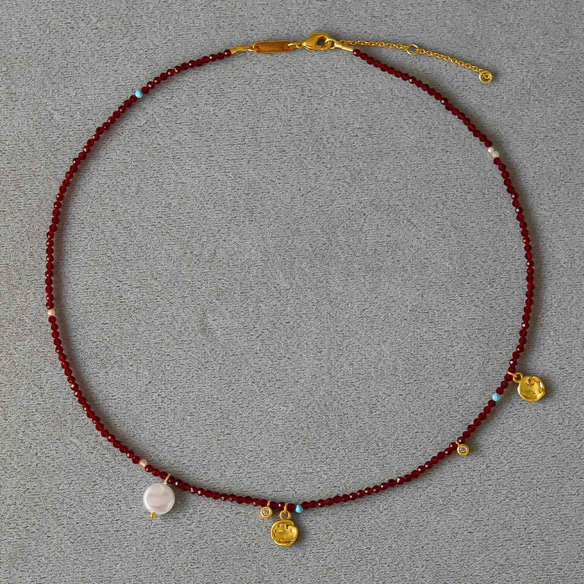 Korean Minimalist Wine Red Beaded Necklace - Crystalory