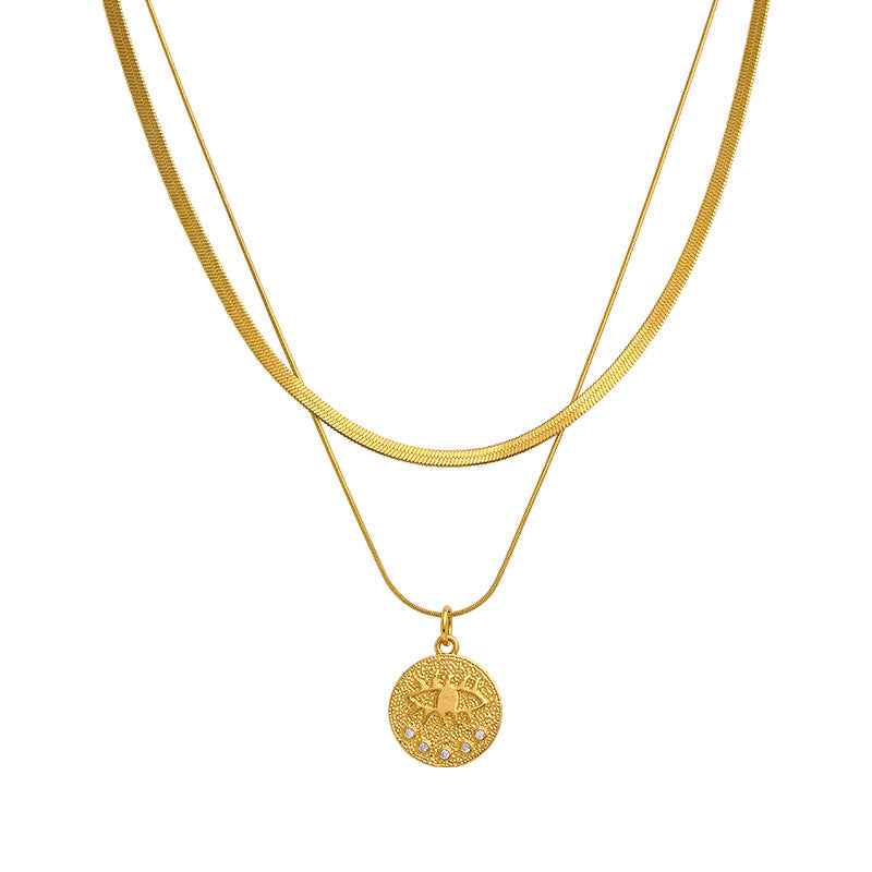 Evil Eye Double Snake Chain Necklace - Crystalory