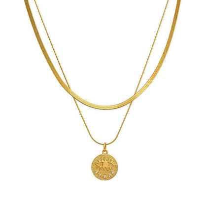 Evil Eye Double Snake Chain Necklace - Crystalory