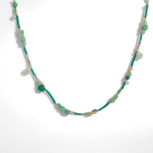 "Bohemian Green Aventurine Beaded Necklace - Crystalory"