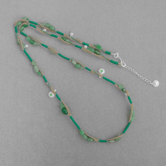 "Bohemian Green Aventurine Beaded Necklace - Crystalory"