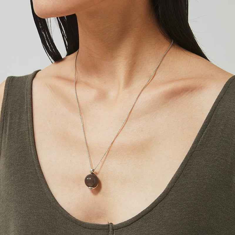 Red Agate Sphere Pendant Necklace - Crystalory