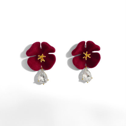Velvet Flower Earrings - Crystalory