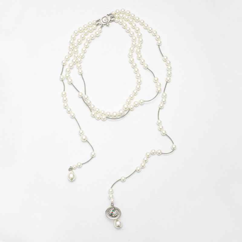 Multi-Layer Pearl Saturn Necklace for Women - Crystalory