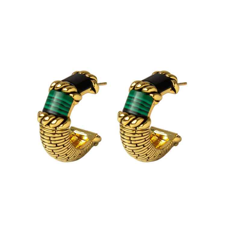 Emerald Hoop Earrings - Crystalory