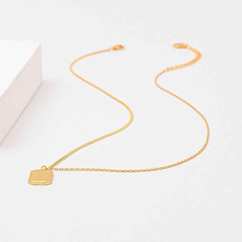 Square Tag Pendant Necklace - Crystalory