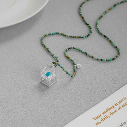 Turquoise Beaded Chair Pendant Necklace - Crystalory