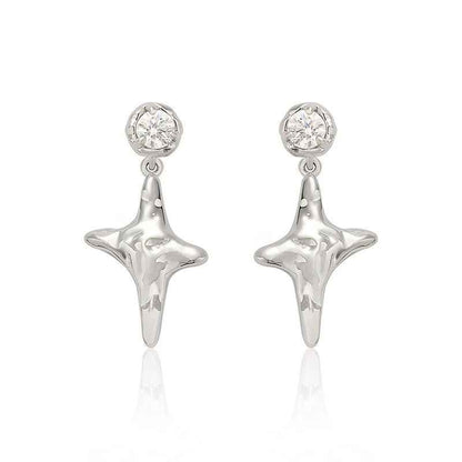 Silver Star Stud Earrings - Crystalory