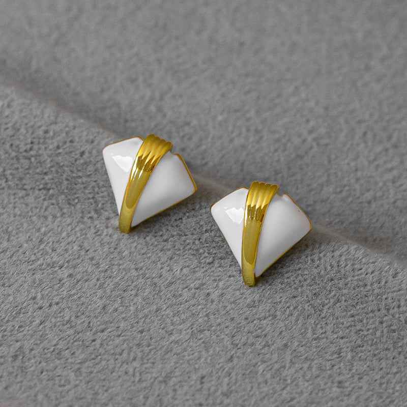 Triangle Stud Earrings - Crystalory