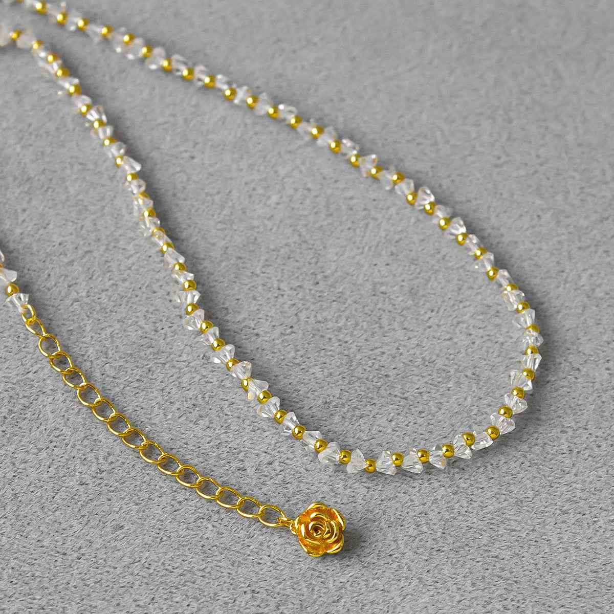 Transparent Glass Beaded Necklace - Crystalory