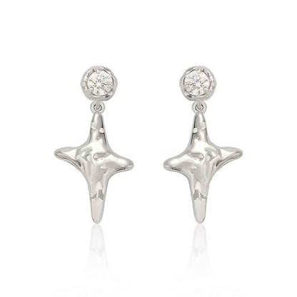 Silver Star Stud Earrings - Crystalory