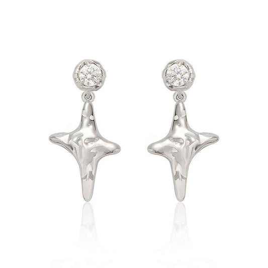 Silver Star Stud Earrings - Crystalory