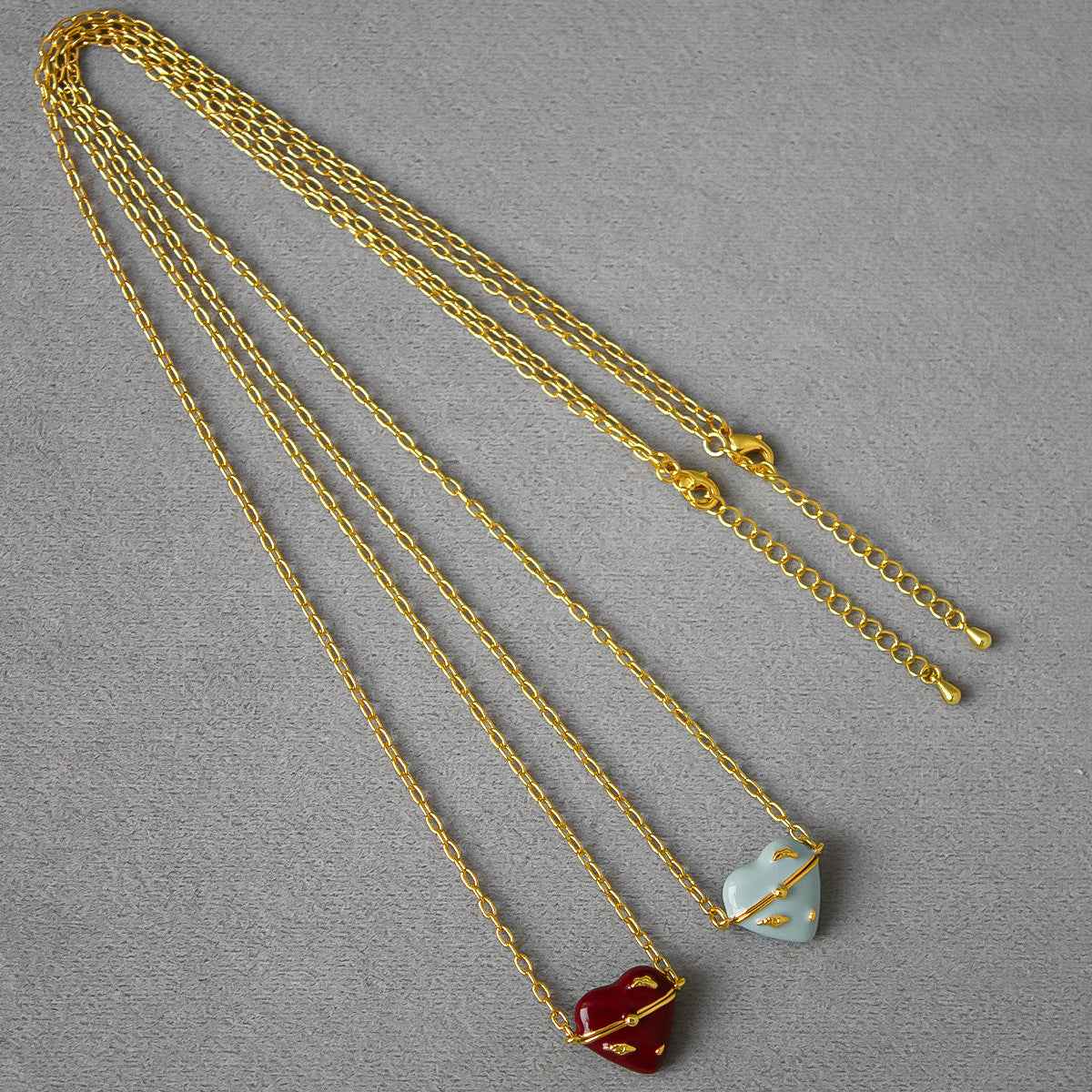 Enamel Heart Locket Necklace - Crystalory