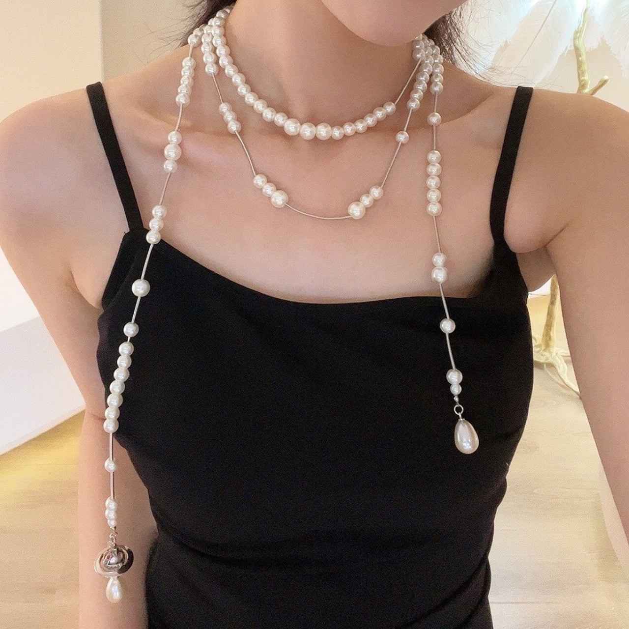 Multi-Layer Pearl Saturn Necklace for Women - Crystalory