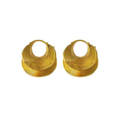 Gold & Silver Textured Hoop Earrings - Crystalory