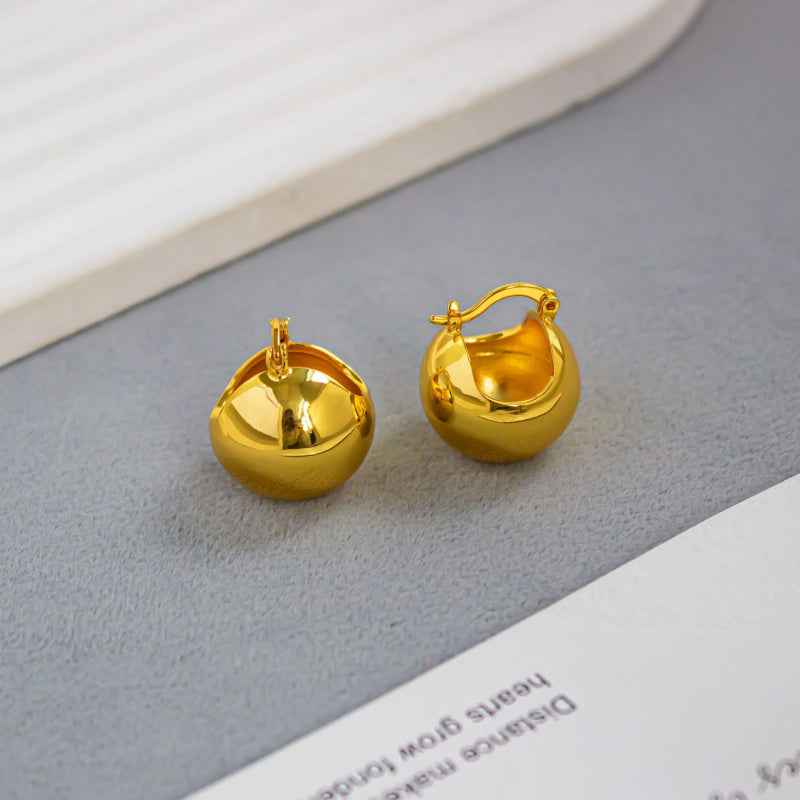 Gold Dome Stud Earrings - Crystalory