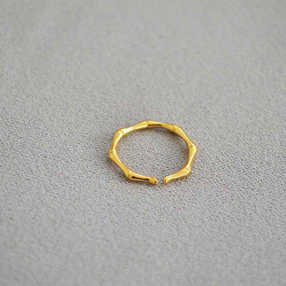 Bamboo Texture Open Adjustable Ring - Crystalory